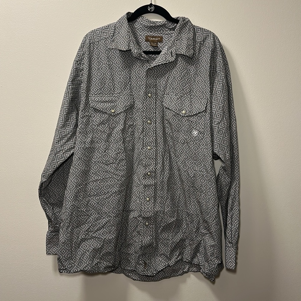 Ariat Men’s Black/White Classic Pearl‎ Snap Long Sleeve Western Shirt Size XXL